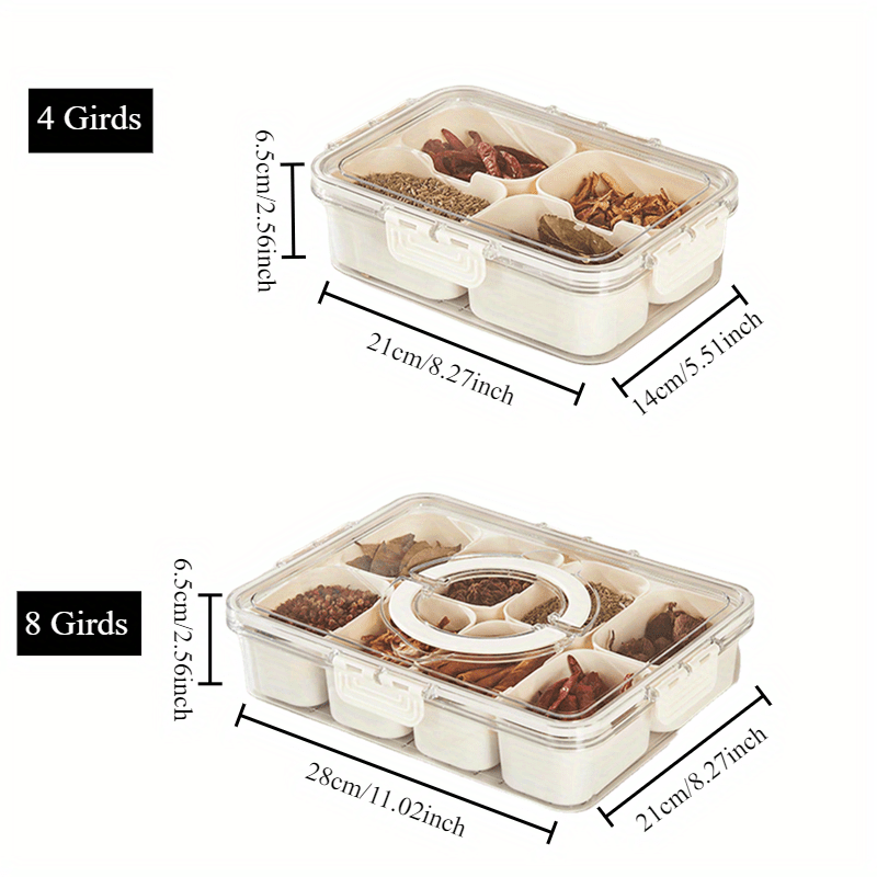 SnackBox™ – Die 4- oder 8-fächer Snackbox mit Deckel und Griff für Früchte, Gemüse und Snacks