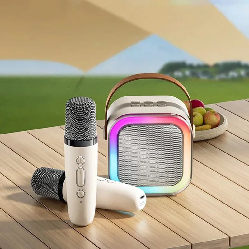 Mini Karaoke - Tragbare Karaoke-Maschine mit LED-Licht & kabellosen Mikrofonen