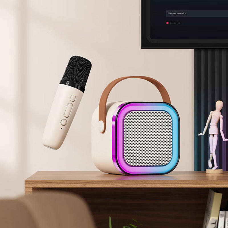 Mini Karaoke - Tragbare Karaoke-Maschine mit LED-Licht & kabellosen Mikrofonen