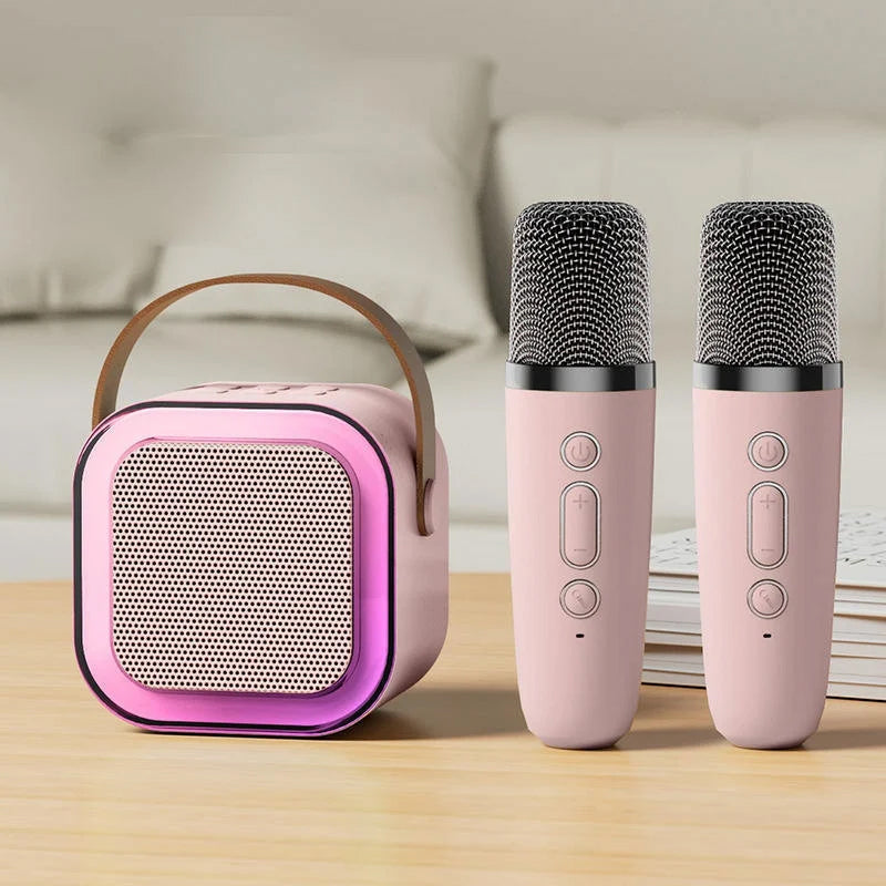 Mini Karaoke - Tragbare Karaoke-Maschine mit LED-Licht & kabellosen Mikrofonen