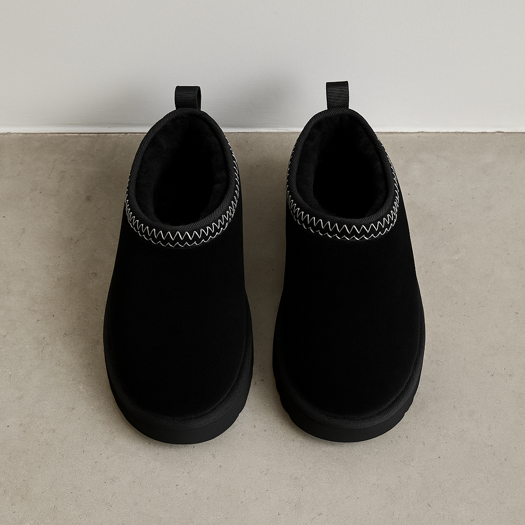 Gefütterte Hausschuhe mit Plateausohle – Warm & Bequem