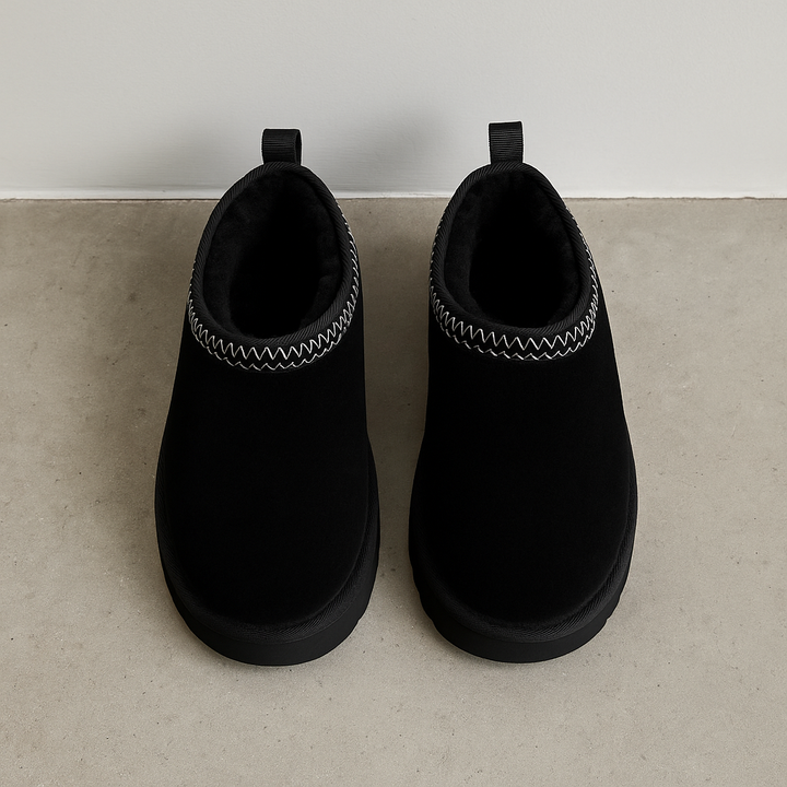 Gefütterte Hausschuhe mit Plateausohle – Warm & Bequem