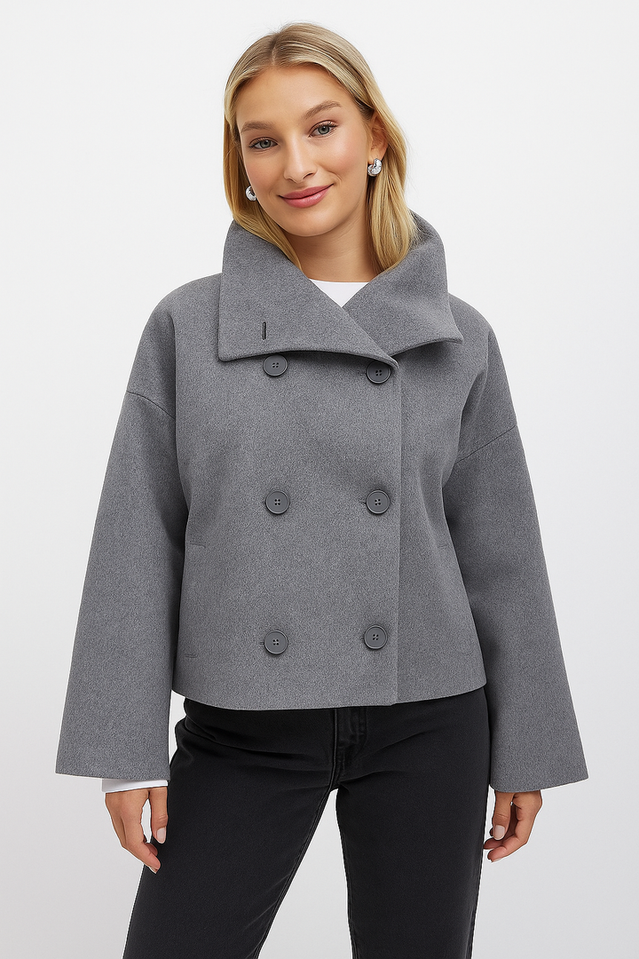 Kurzer mantel Grau mit Doppelreihe – Modern & Elegant