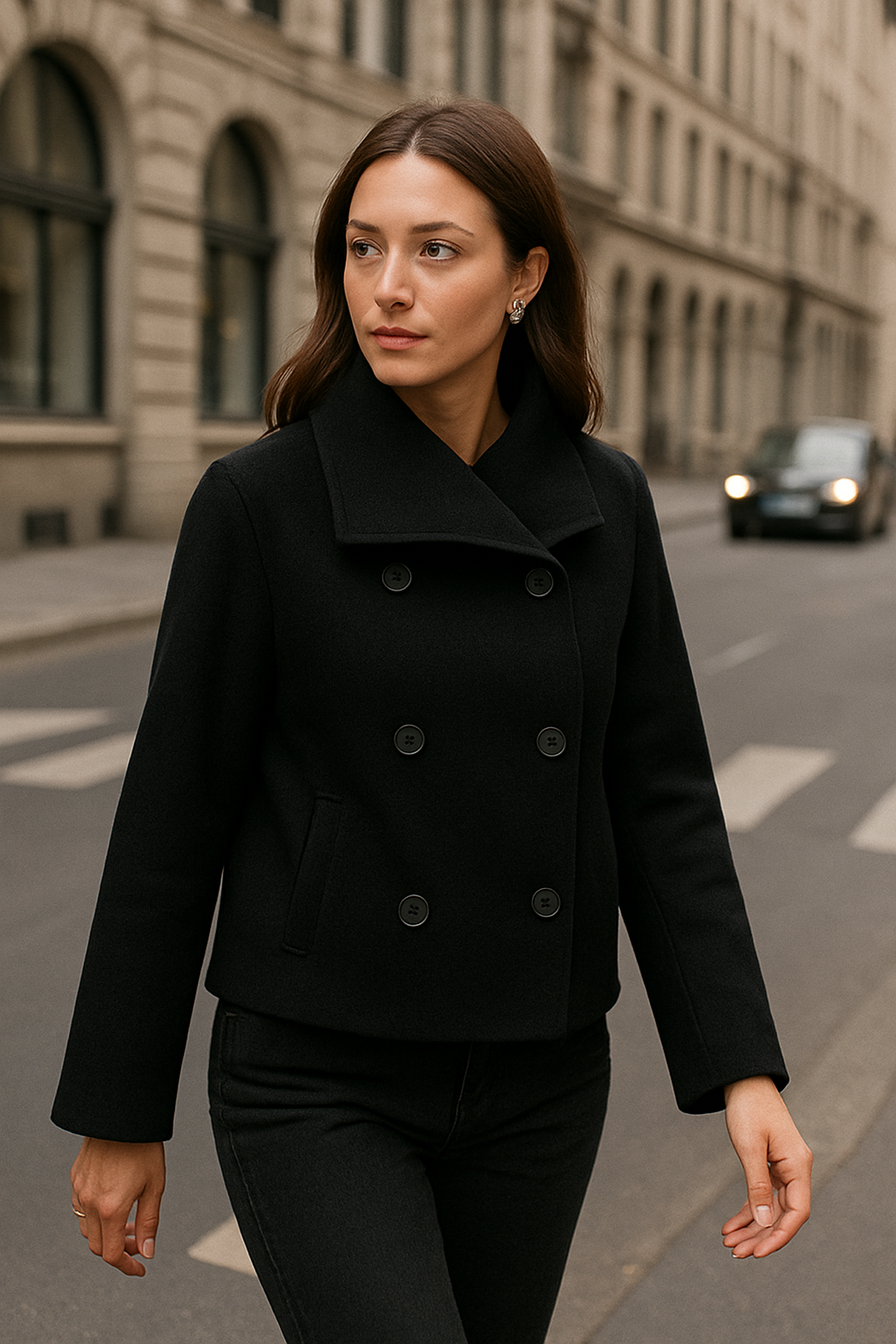 Kurzer mantel Grau mit Doppelreihe – Modern & Elegant