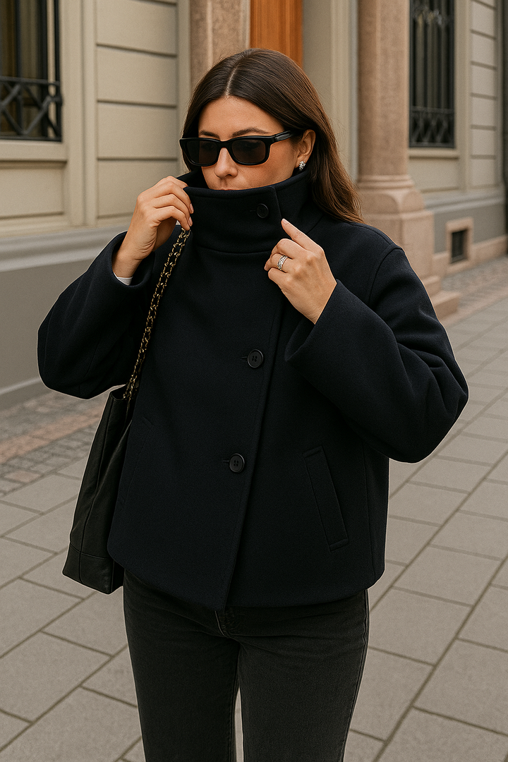 Kurzer mantel Grau mit Doppelreihe – Modern & Elegant