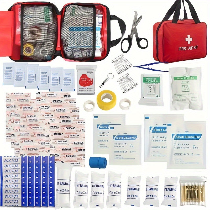 184-teiliger Erste-Hilfe-Kit – Tragbare & Multifunktionale Notfalltasche für Outdoor, Camping & Zuhause | Umfassende Medizinische Versorgung mit 30 Arten von Zubehör