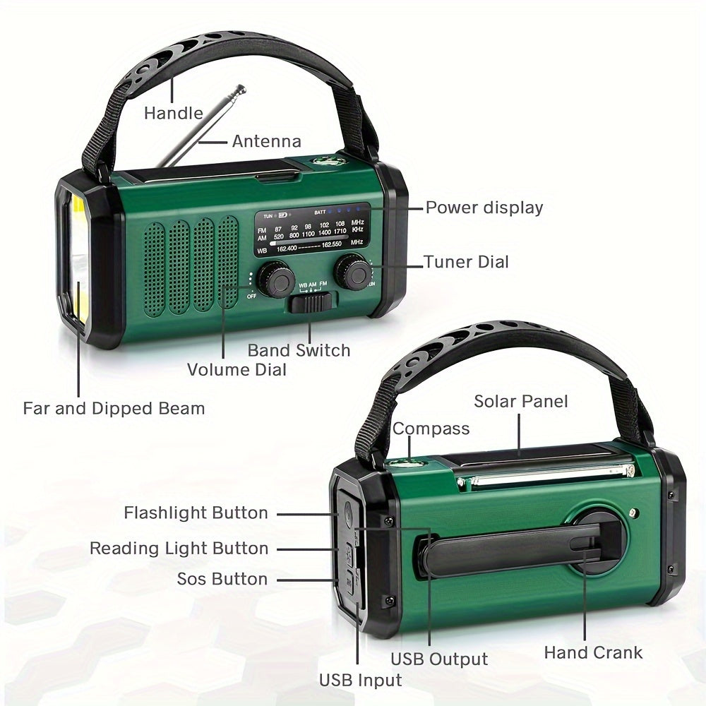 Notfallradio mit 10.000mAh – Solarbetrieben, Handkurbel & Powerbank | Immer vorbereitet bei Stromausfällen & Outdoor-Abenteuern!