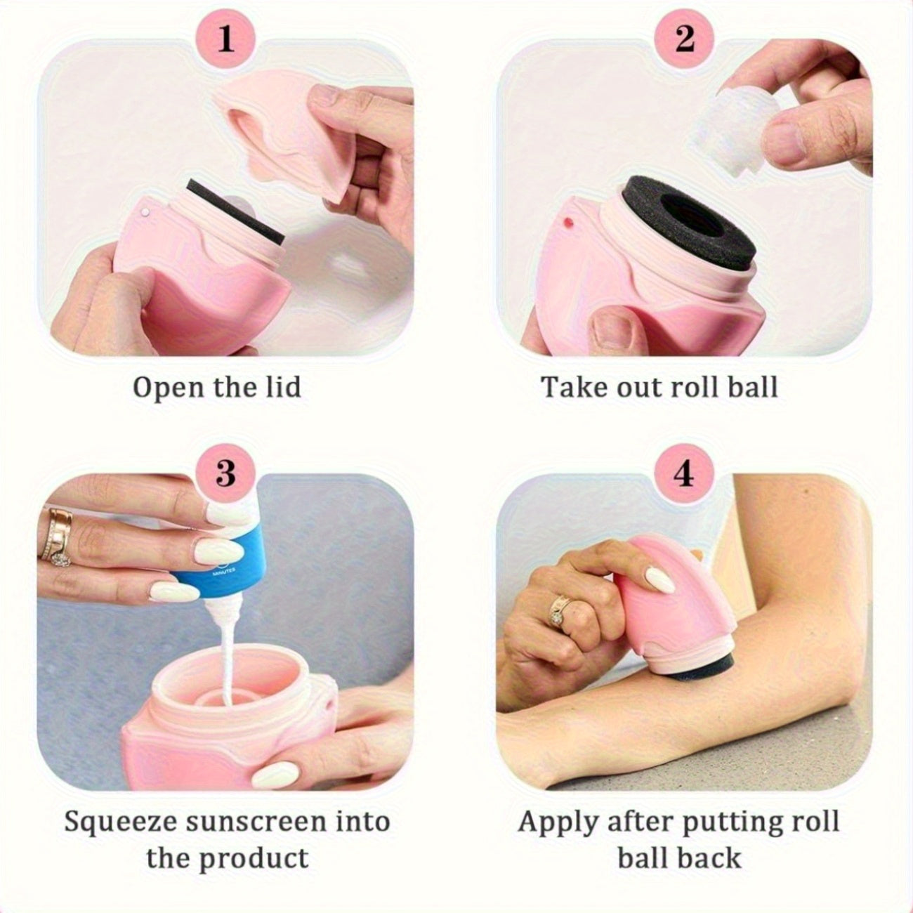 SunscreenRoll™ – Der tragbare Silikon-Sonnenschutz-Applikator mit Rollball und Schutzhülle
