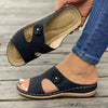 Damen Hollow Wedge Slide Sandalen mit subtil Blumenverzierung
