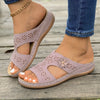 Damen Hollow Wedge Slide Sandalen mit subtil Blumenverzierung
