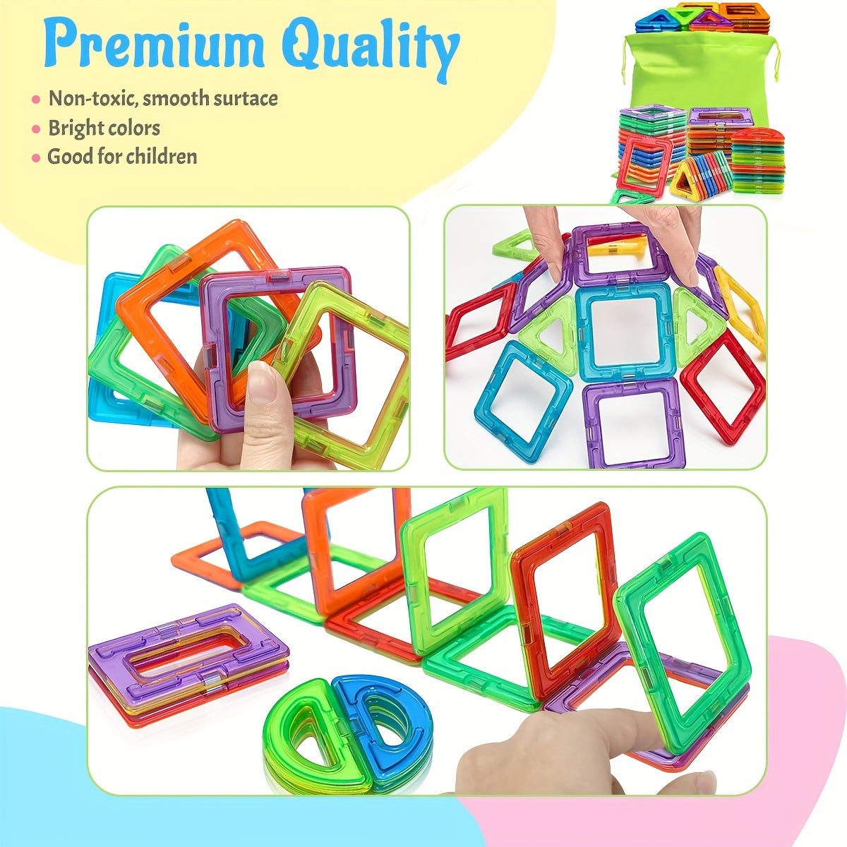 Magnetische Konstruktionsbausteine – Kreatives STEM-Spielzeug für Kinder | Lernspielzeug mit starken Magneten & bunten Farben!