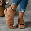 Damen Hollow Wedge Slide Sandalen mit subtil Blumenverzierung