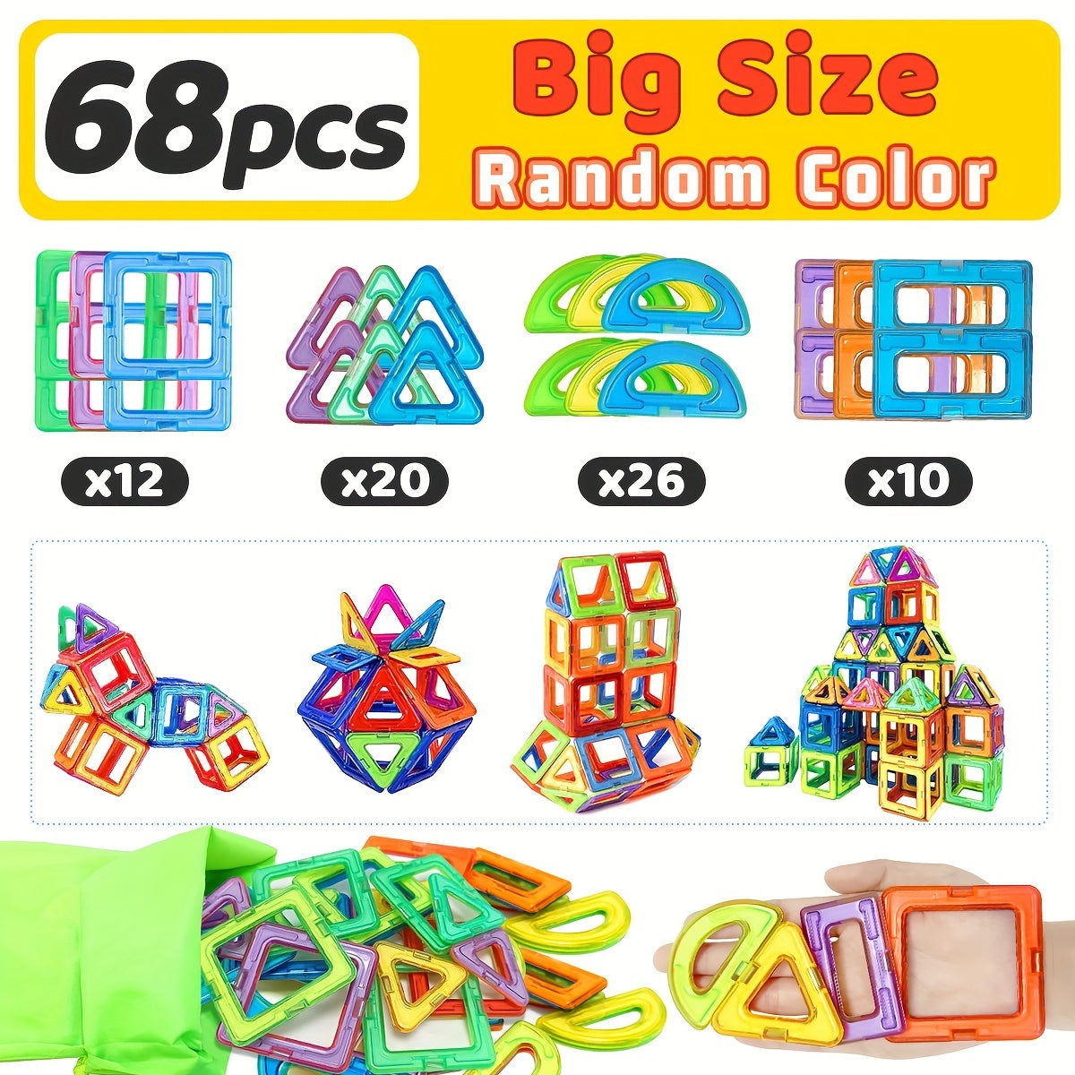Magnetische Konstruktionsbausteine – Kreatives STEM-Spielzeug für Kinder | Lernspielzeug mit starken Magneten & bunten Farben!