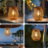 Bohemian Son | Simulations-Rattan Kronleuchter – Solarbetriebene LED-Laterne für Außenbereich, Terrasse, Garten und Balkon