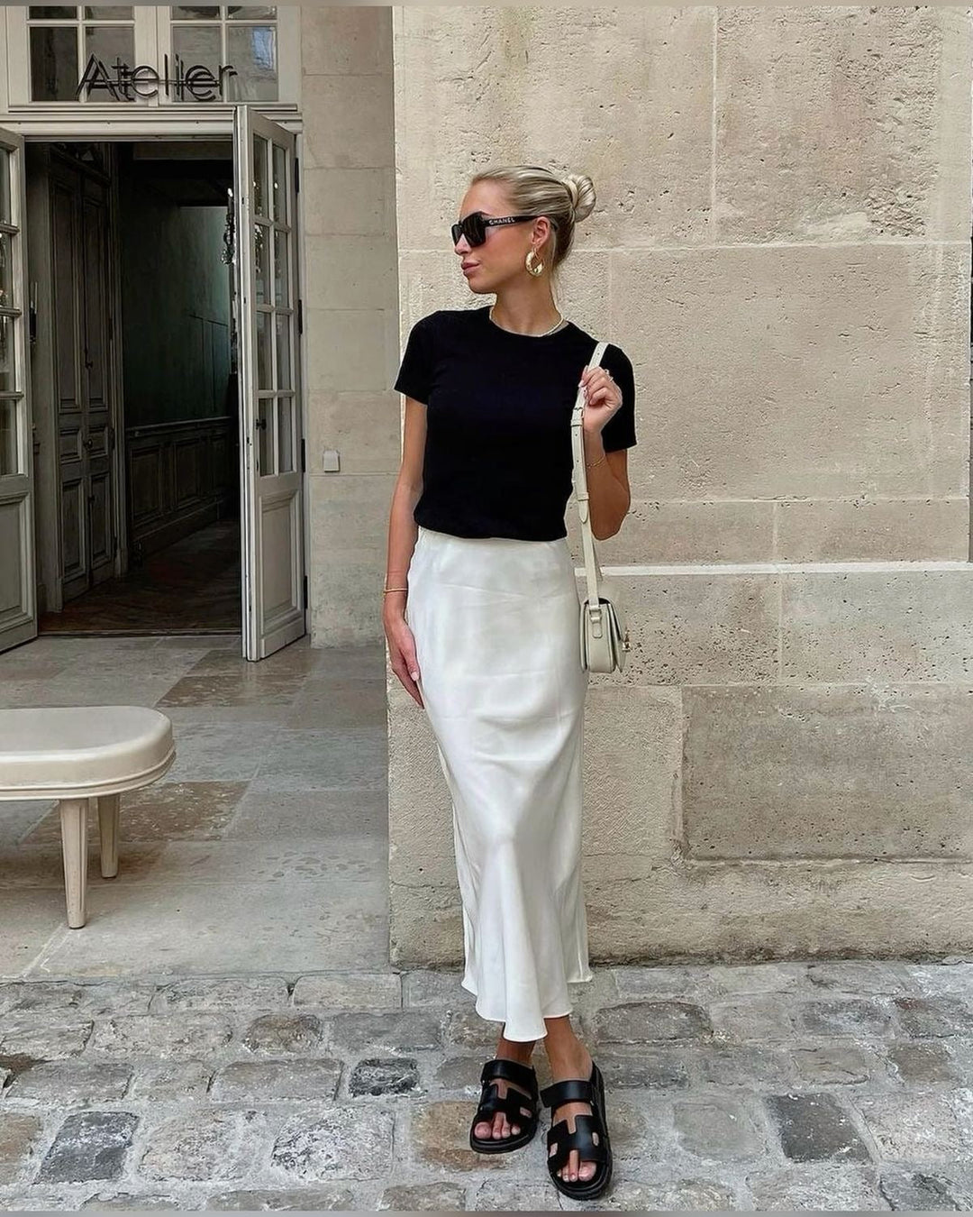 Lina Satin-Maxirock mit Glanz – Elegant & Luftig