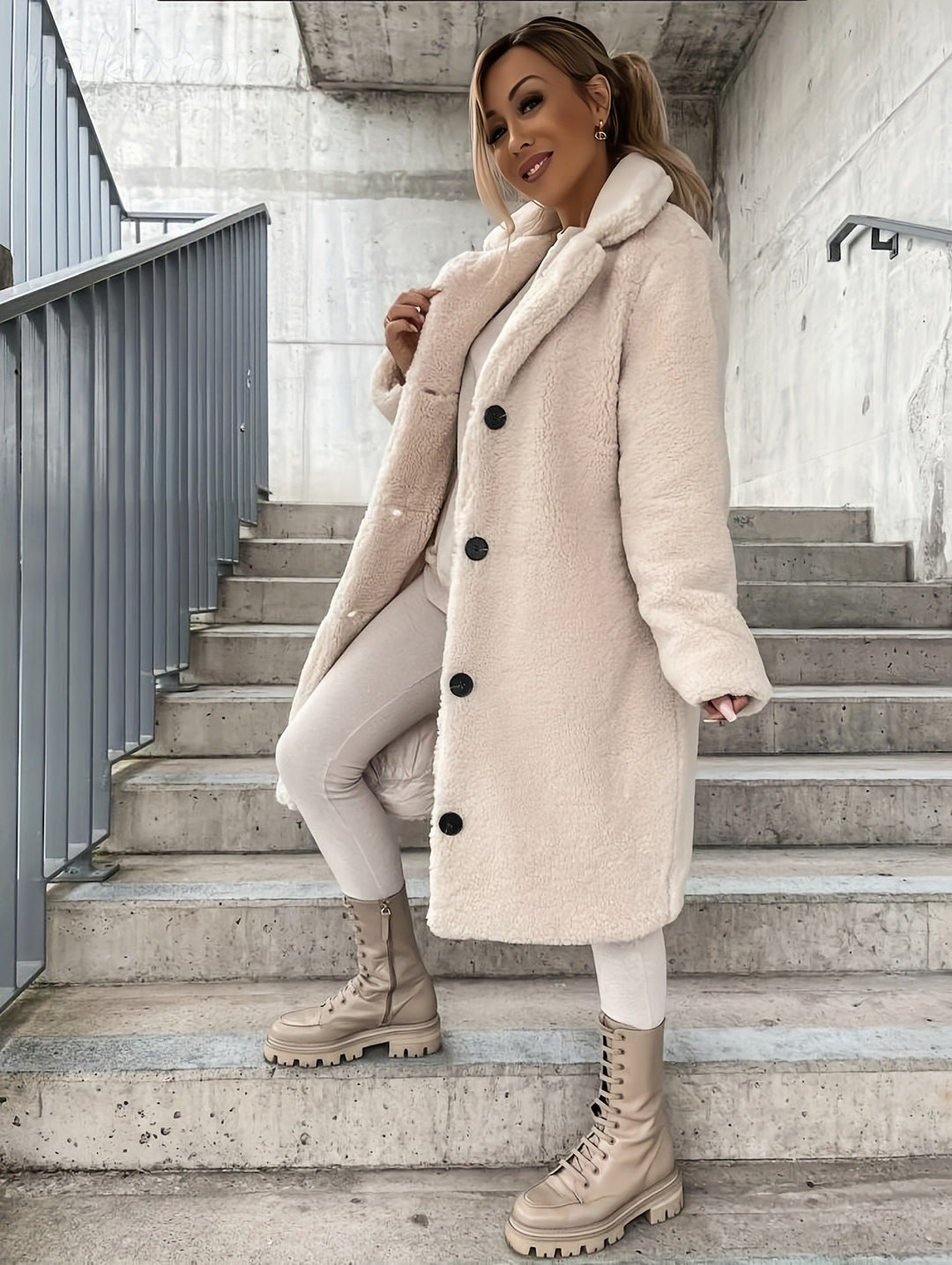 Damen Teddyfell-Mantel – Warm & Stilvoll