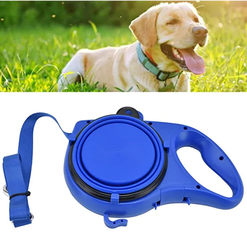 PawMate Go™ – Multifunktions-Hundeleine mit Wasserflasche, Futterschüssel & Kotbeutelspender für Spaziergänge