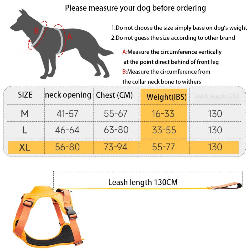 PowerPaw Pro™ – Robustes Hundegeschirr mit reißfester Retraktorleine, verstellbarem Halsband & atmungsaktivem Mesh für mittelgroße & große Hunde