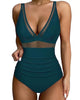 Figurformender Badeanzug mit Mesh & Blumenprint – Push-Up Monokini für Damen