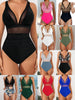 Figurformender Badeanzug mit Mesh & Blumenprint – Push-Up Monokini für Damen