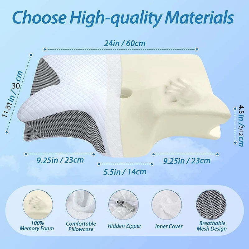 Orthopädisches Memory-Schaum-Nackenkissen | Ergonomisches 2-in-1 Kissen gegen Nackenschmerzen & für erholsamen Schlaf