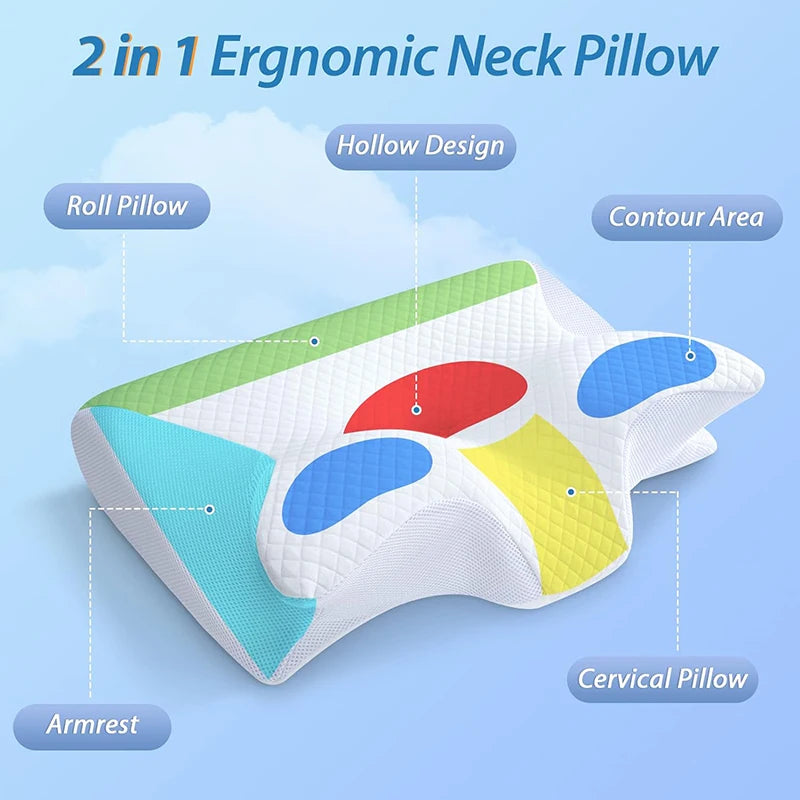 Orthopädisches Memory-Schaum-Nackenkissen | Ergonomisches 2-in-1 Kissen gegen Nackenschmerzen & für erholsamen Schlaf