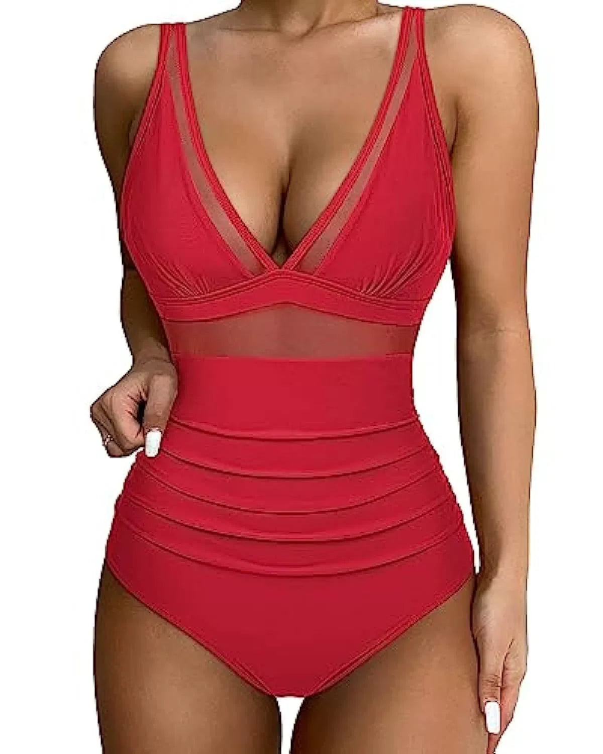 Figurformender Badeanzug mit Mesh & Blumenprint – Push-Up Monokini für Damen
