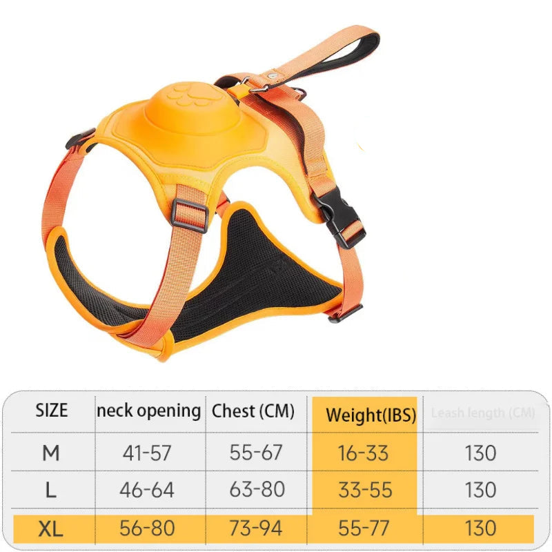 PowerPaw Pro™ – Robustes Hundegeschirr mit reißfester Retraktorleine, verstellbarem Halsband & atmungsaktivem Mesh für mittelgroße & große Hunde
