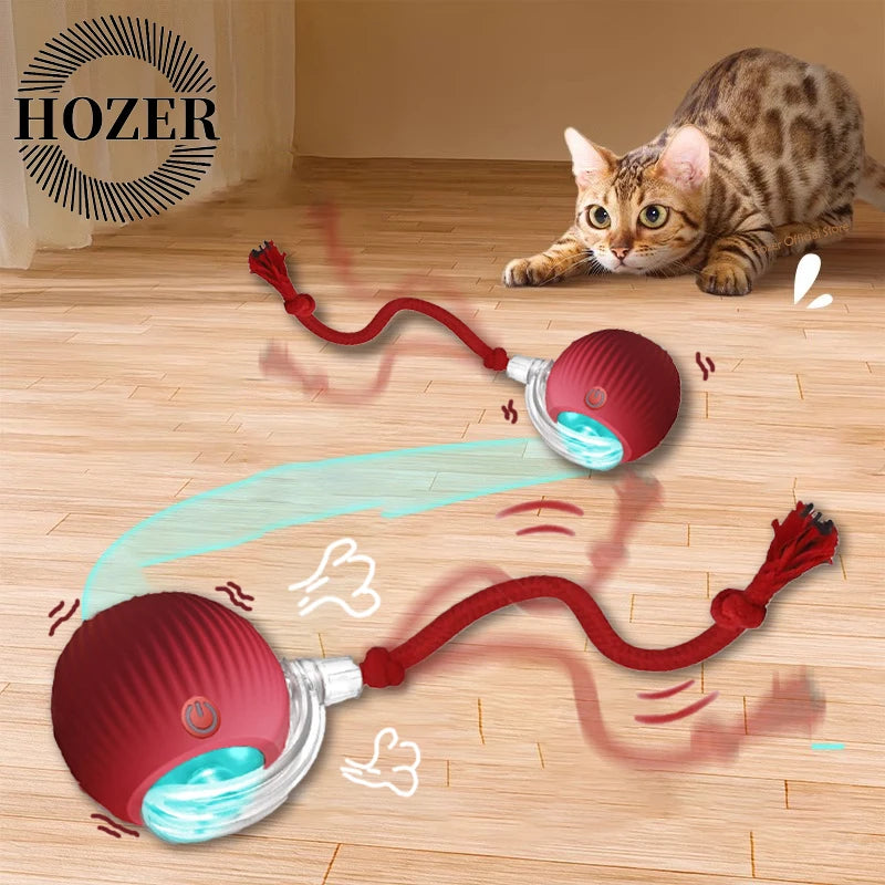 Interaktives Katzenspielzeug mit Akku – Smarter Rollball mit Fellschwanz & Mausbewegung
