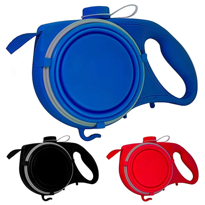 PawMate Go™ – Multifunktions-Hundeleine mit Wasserflasche, Futterschüssel & Kotbeutelspender für Spaziergänge