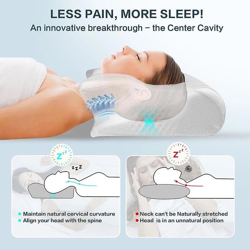 Orthopädisches Memory-Schaum-Nackenkissen | Ergonomisches 2-in-1 Kissen gegen Nackenschmerzen & für erholsamen Schlaf