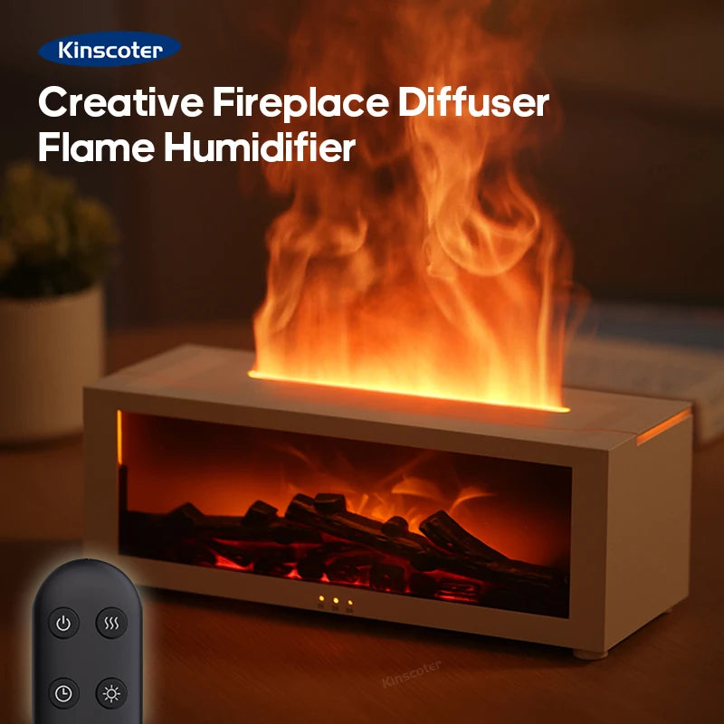 FireGlow™ Aroma-Kamin Luftbefeuchter | LED-Licht, Aroma Diffusor & Fernbedienung | Wasserlos & Automatische Abschaltung