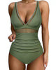 Figurformender Badeanzug mit Mesh & Blumenprint – Push-Up Monokini für Damen