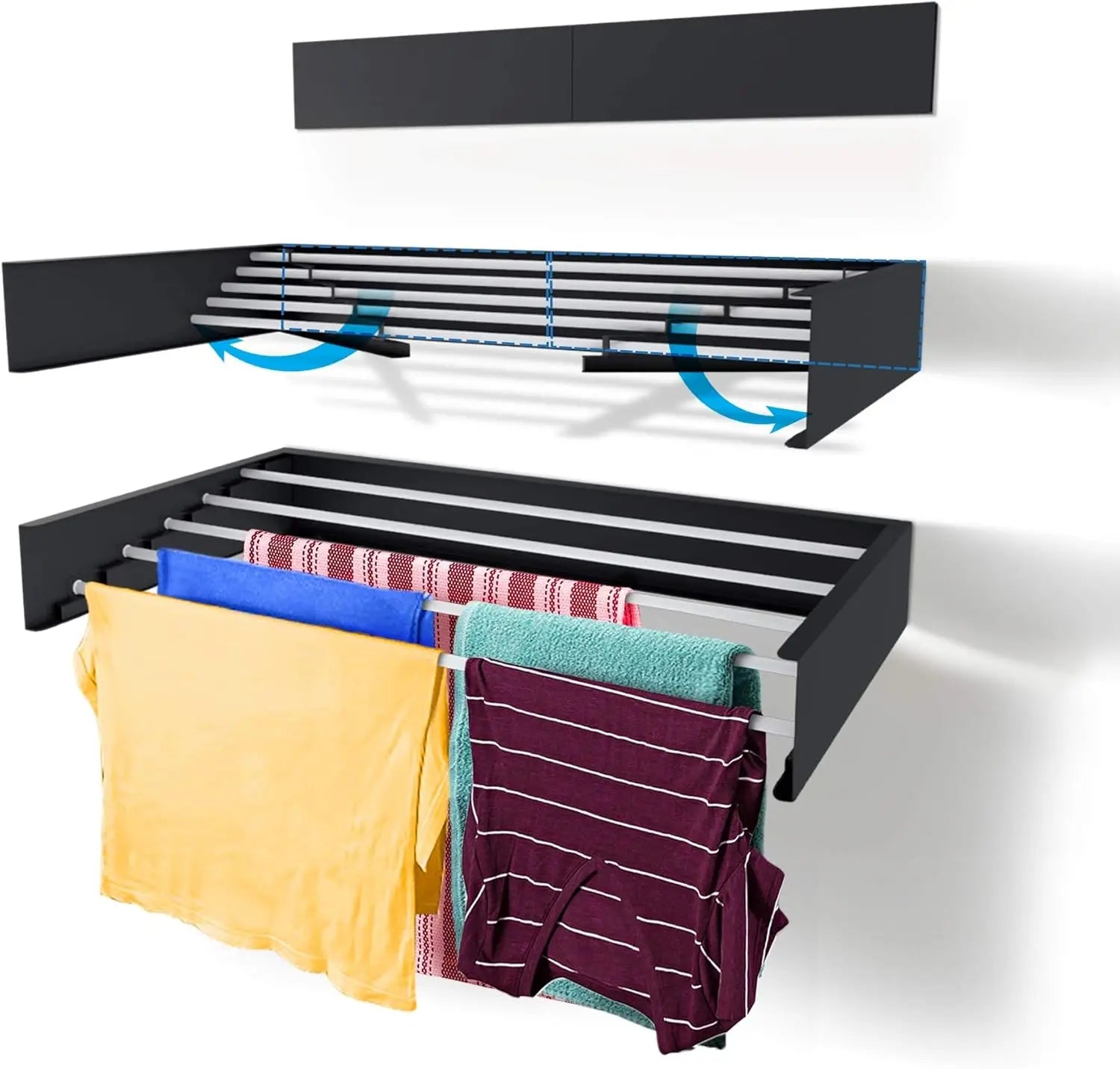 DryMax Pro™ – Klappbarer Wand-Wäscheständer mit 5 Edelstahlstangen | Platzsparender Wäschetrockner bis 27kg Belastung