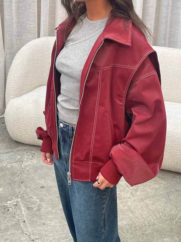 Oversized Kunstlederjacke Damen – Trendig & Stylisch