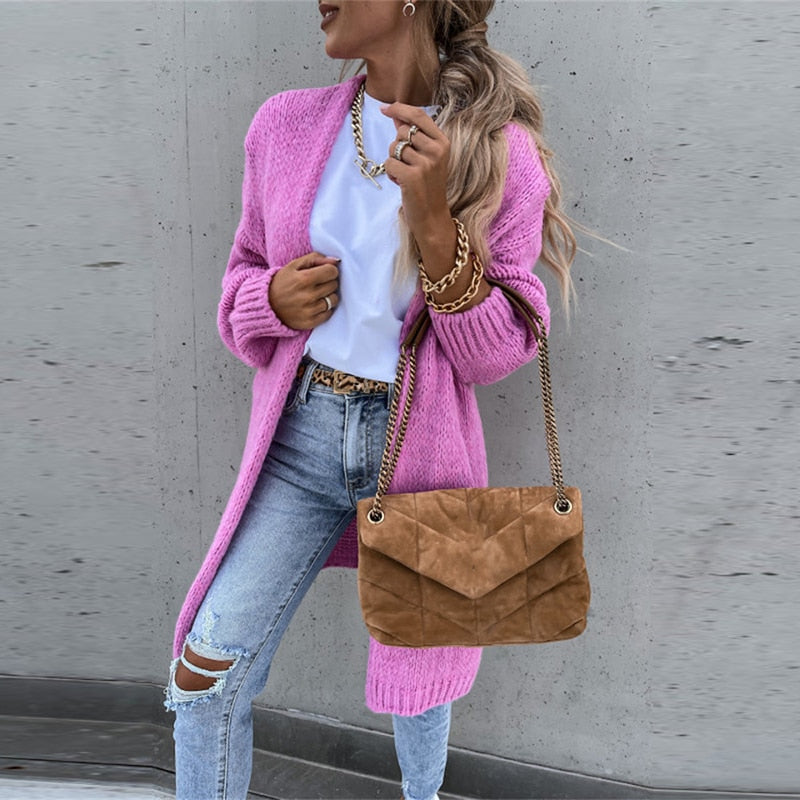 Strick-Cardigan mit offener Front – Weich & Lässig