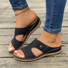 Damen Hollow Wedge Slide Sandalen mit subtil Blumenverzierung