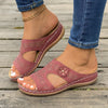 Damen Hollow Wedge Slide Sandalen mit subtil Blumenverzierung