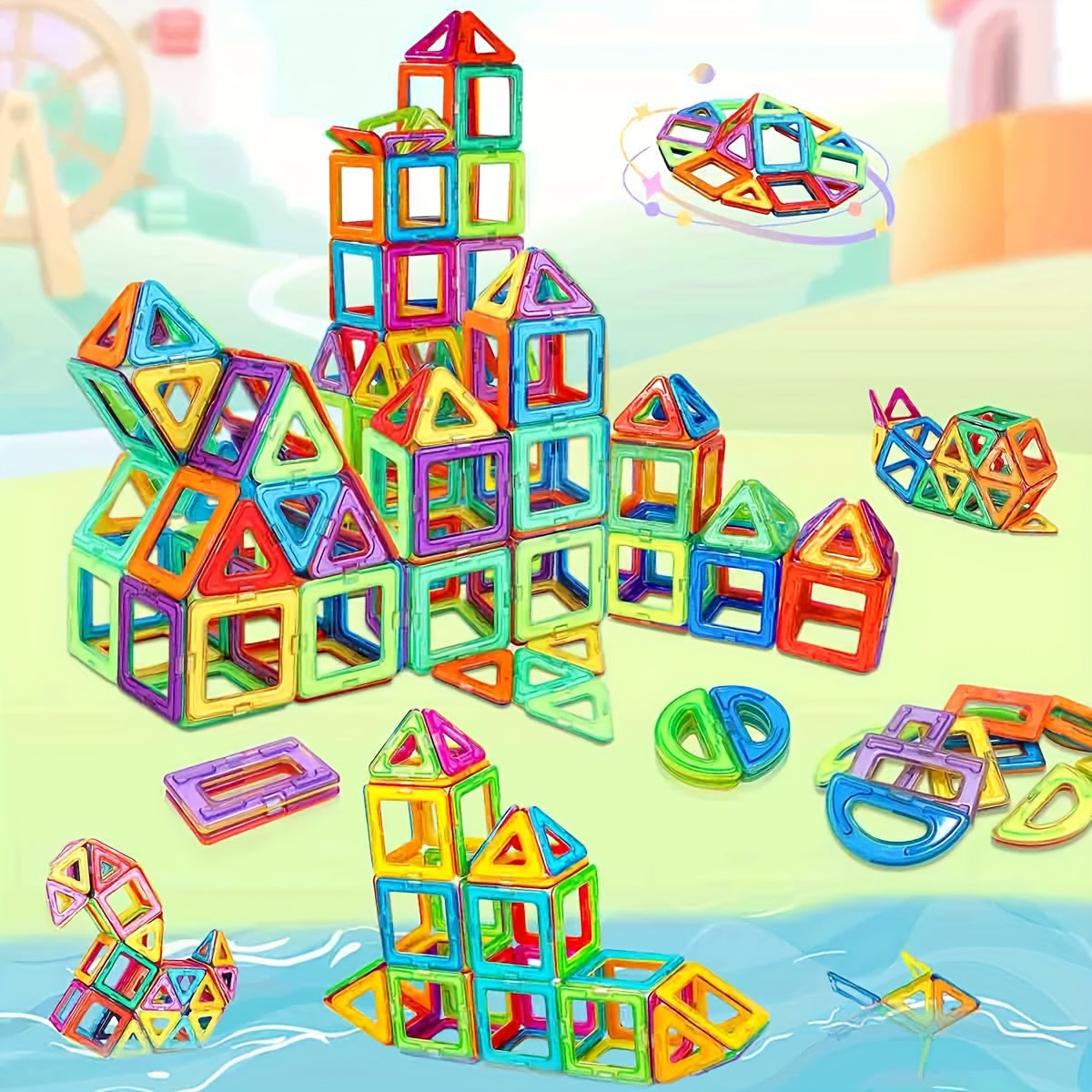 Magnetische Konstruktionsbausteine – Kreatives STEM-Spielzeug für Kinder | Lernspielzeug mit starken Magneten & bunten Farben!