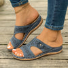 Damen Hollow Wedge Slide Sandalen mit subtil Blumenverzierung