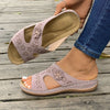 Damen Hollow Wedge Slide Sandalen mit subtil Blumenverzierung