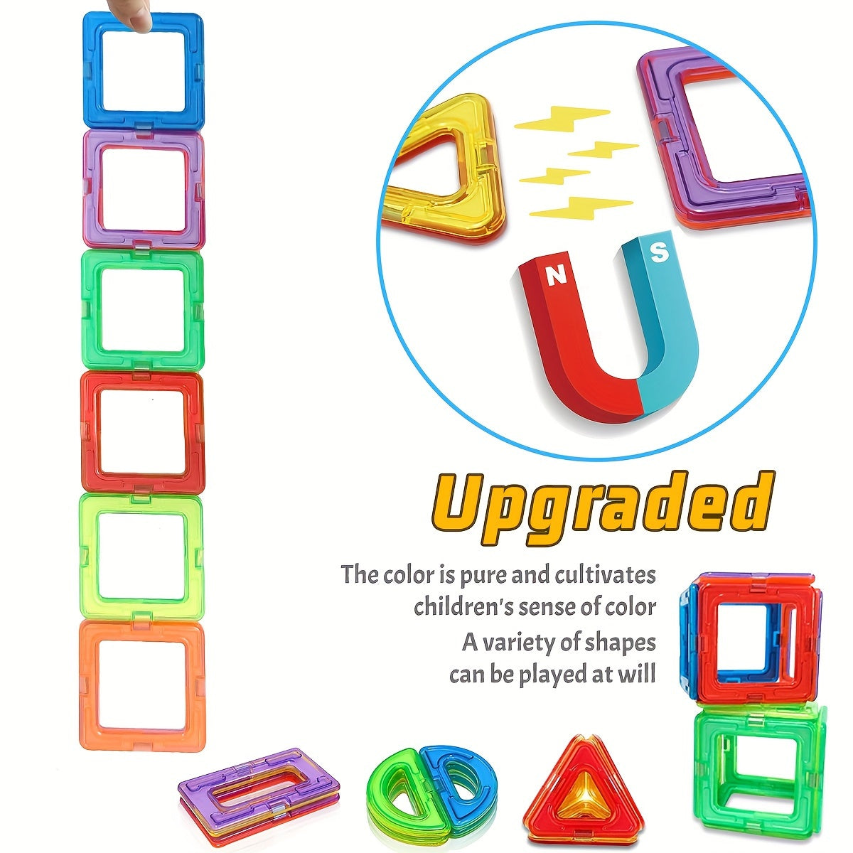 Magnetische Konstruktionsbausteine – Kreatives STEM-Spielzeug für Kinder | Lernspielzeug mit starken Magneten & bunten Farben!