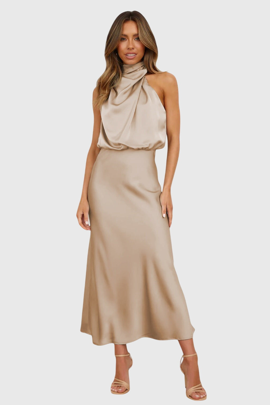 Satin-Abendkleid mit Drapierung – Elegant & Zeitlos