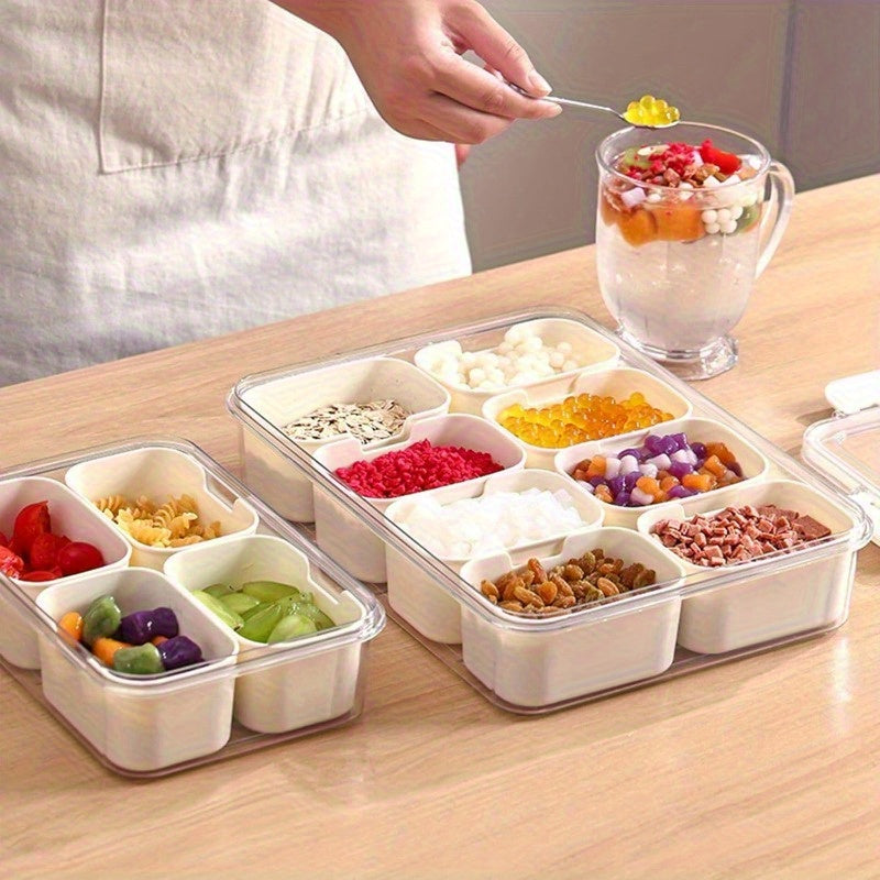 SnackBox™ – Die 4- oder 8-fächer Snackbox mit Deckel und Griff für Früchte, Gemüse und Snacks
