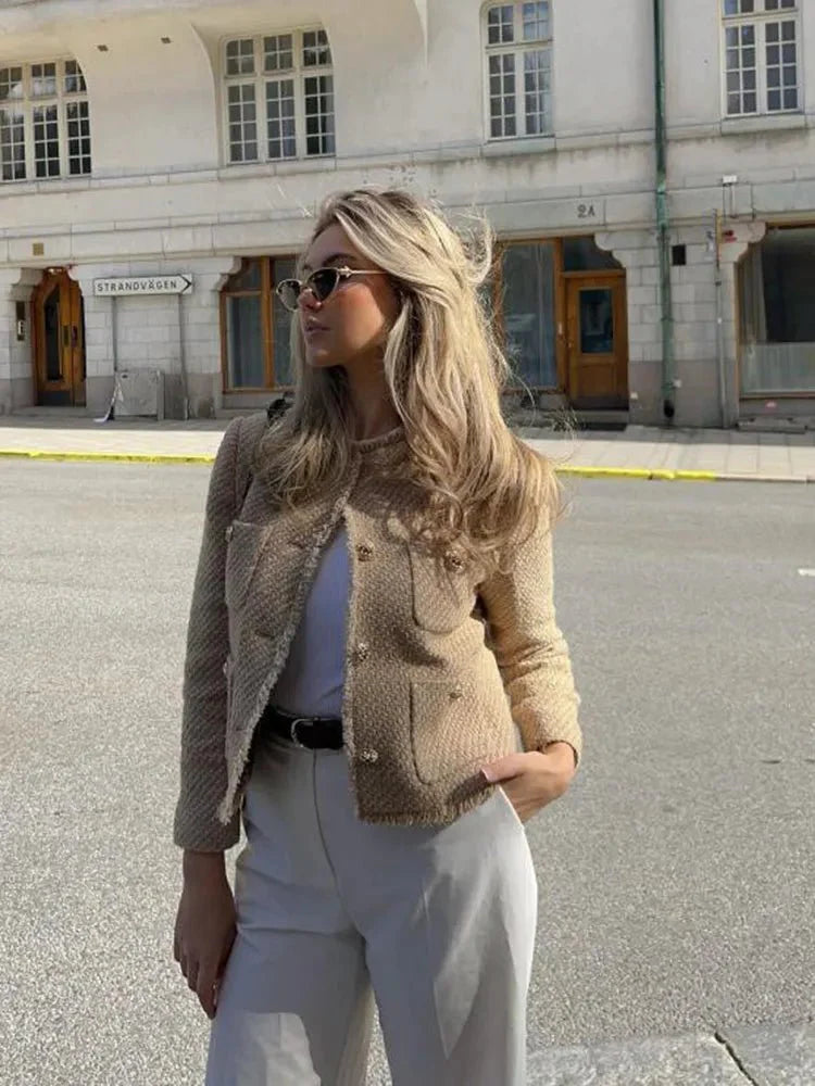 Bouclé Blazer Damen Beige – Elegant, Zeitlos & Feminin