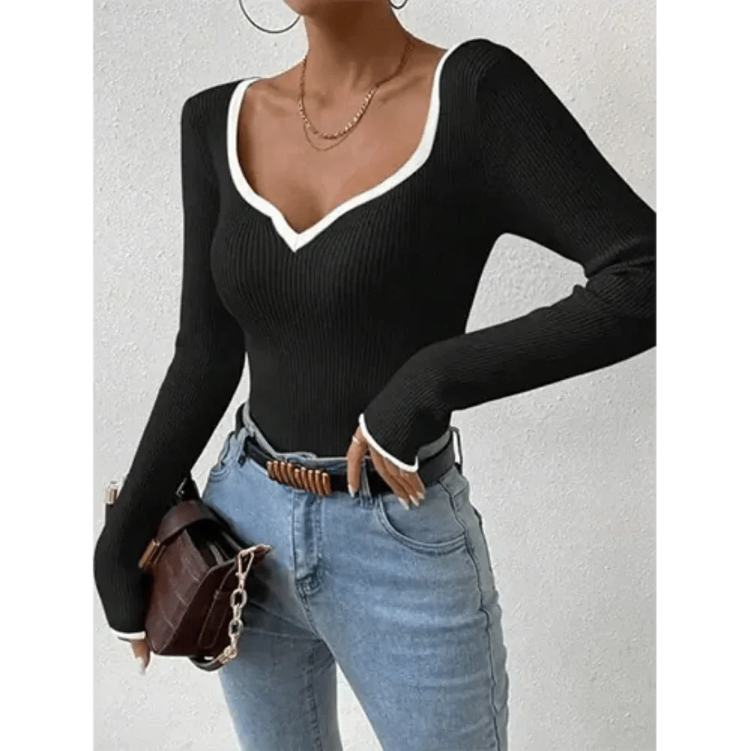 Damen Rippstrickshirt – Elegant & Figurbetont