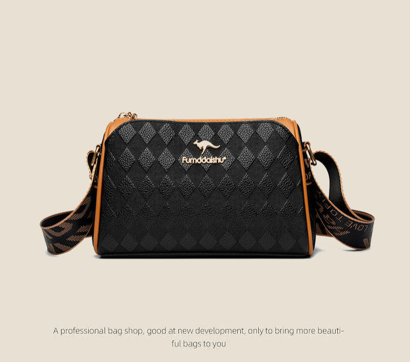 Das perfekte Geschenk für sie – Elegante 3-lagige Umhängetasche mit stilvollem Rautenmuster!