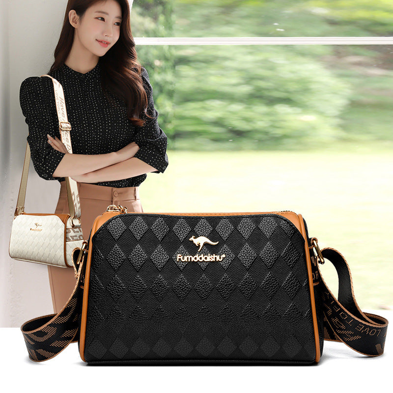 Das perfekte Geschenk für sie – Elegante 3-lagige Umhängetasche mit stilvollem Rautenmuster!