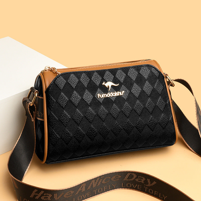 Das perfekte Geschenk für sie – Elegante 3-lagige Umhängetasche mit stilvollem Rautenmuster!