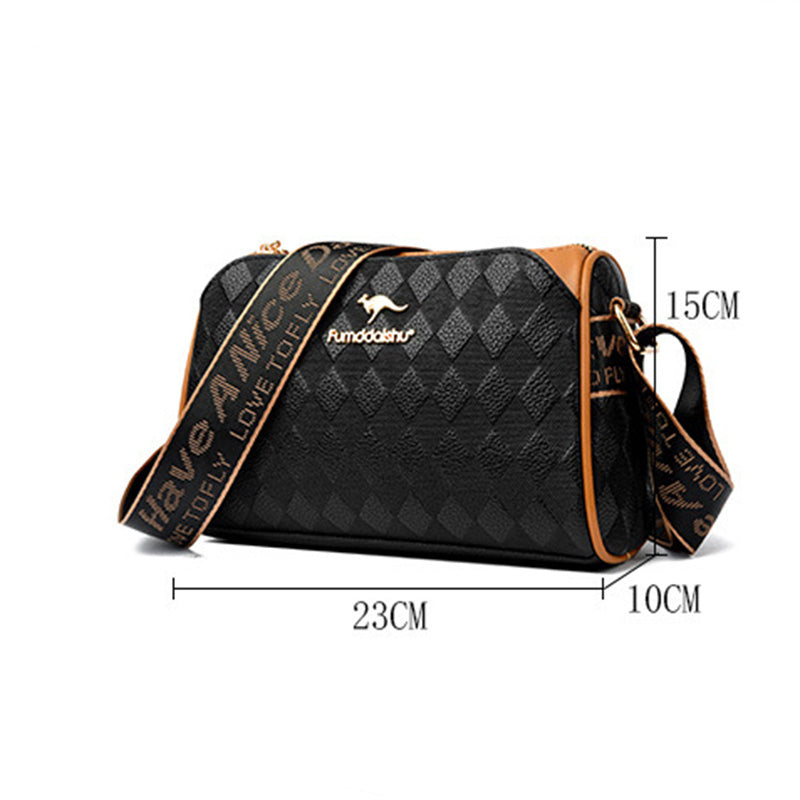 Das perfekte Geschenk für sie – Elegante 3-lagige Umhängetasche mit stilvollem Rautenmuster!